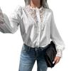 Vintage Embroidered Elegant Lace Blouse Women Lantern Sleeve Single-breasted Shirts For Women Fashion Casual Loose Tops 26218
