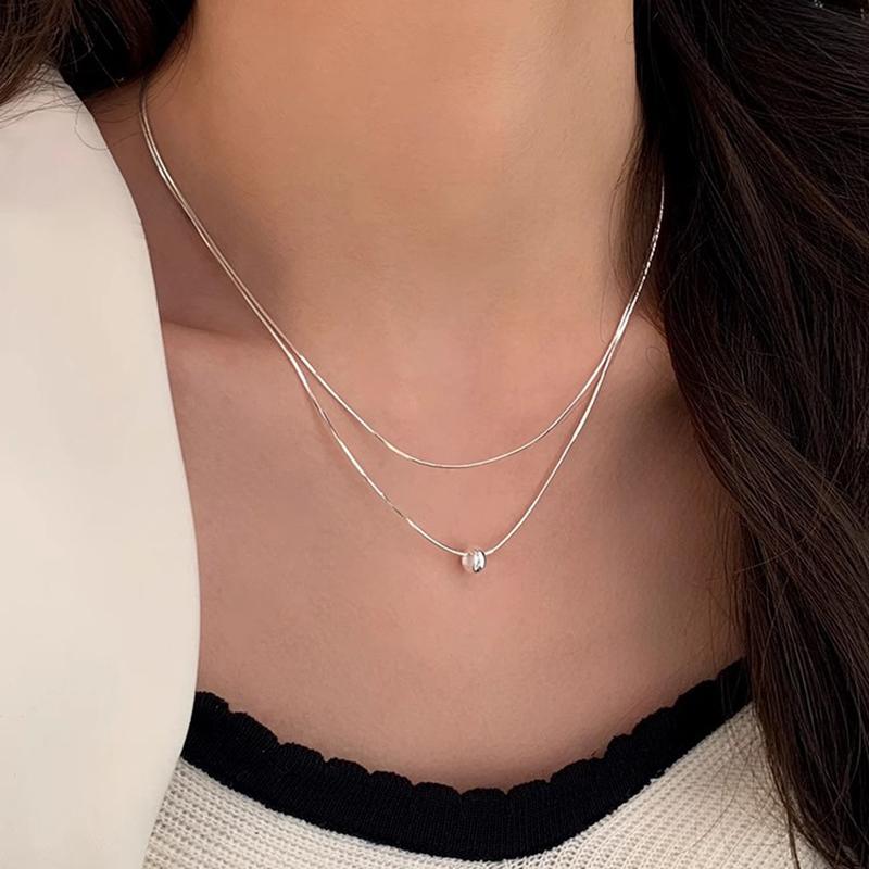 New 925 Sterling Silver Necklace Simple Personality Charm Women's Pendant Geometric Shape Choker Birthday Gift Exquisite Jewelry