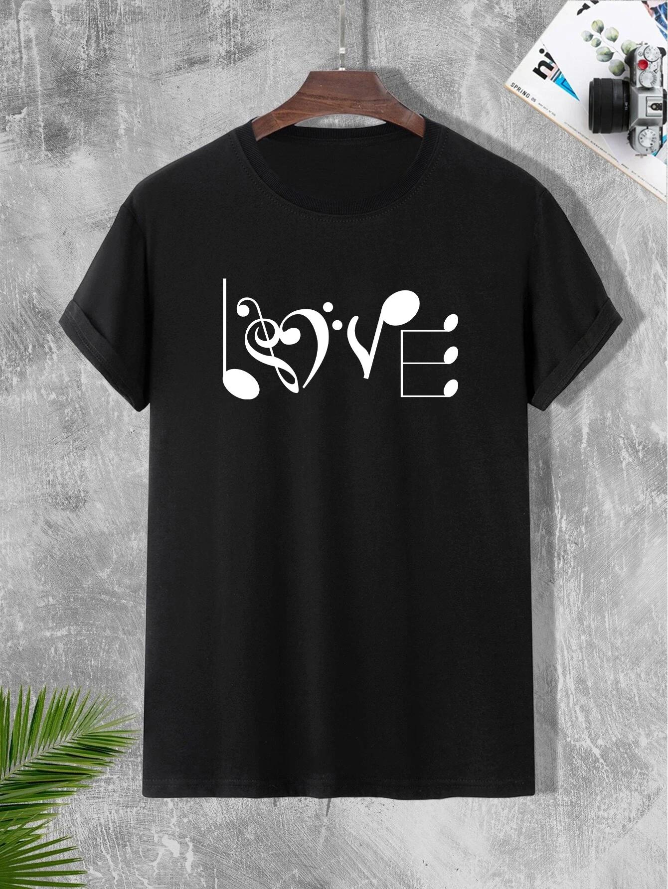 

Music Men s Casual Trendy Graphic Print Comfortable Crew Neck Short Sleeve T-shirts, Summer Oversized Loose Tees Best XXXXXL чёрный