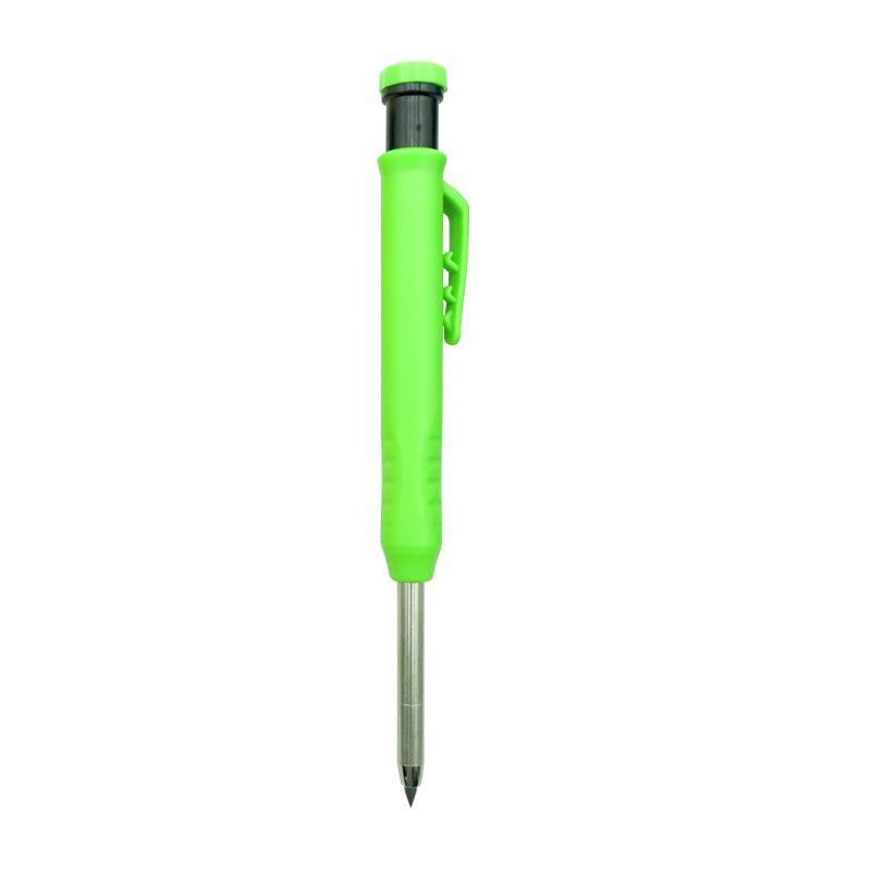 Metal Deep Hole Woodworking Pencil with Quick-Drying Graphite Lead and Push-Button Design