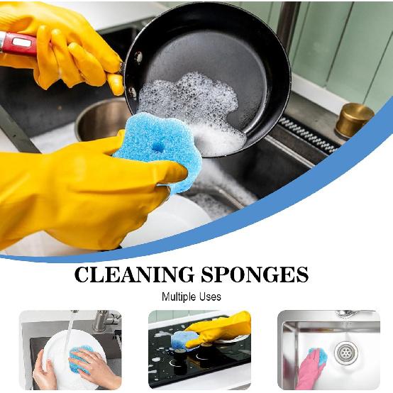 Flower-Shaped Scrubbing Sponges, Double-Sided Temperature Control, Kitchen Dishwashing Sponges, Rich Foam to Cleaning, Suitable for Kitchen, Home,