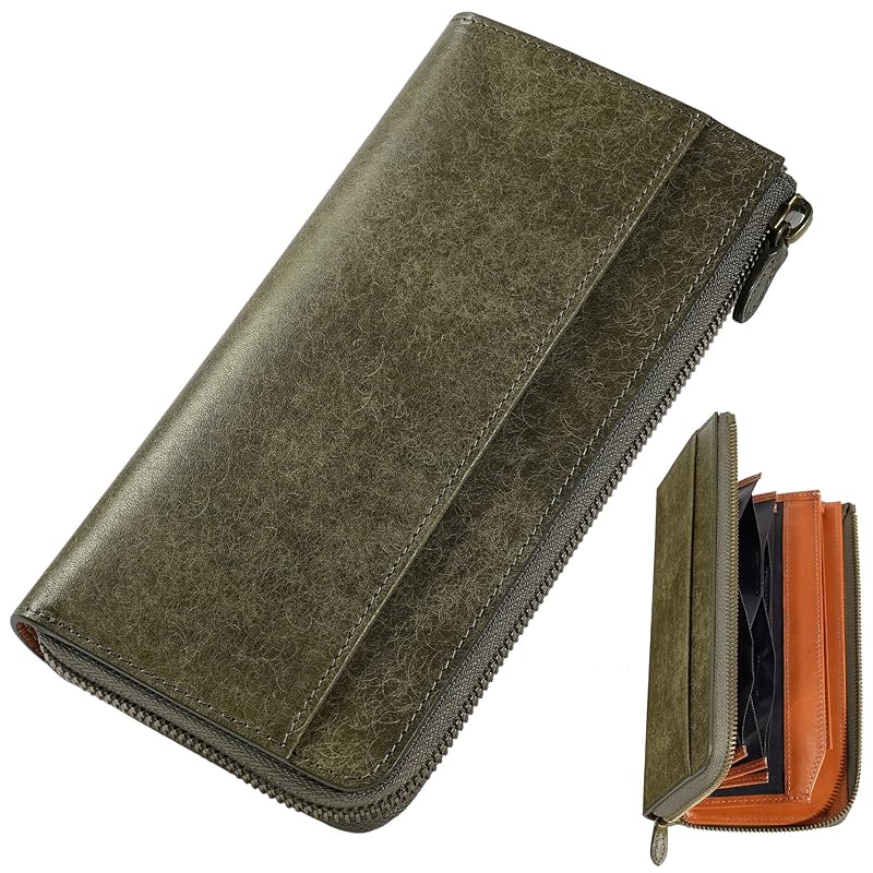 

[Fabrizio] wallet men s ladies long wallet L-shaped zipper bifold With gusset coin purse large capacity 20 cards Bills don t break easy to use italian