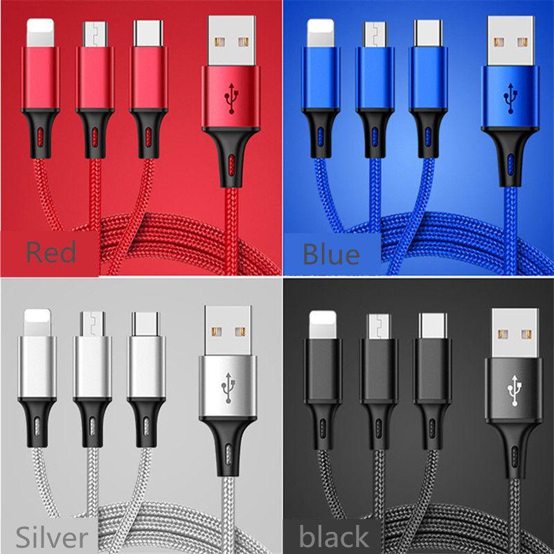 1.25m Fast Charging 3-in-1 Data Cable For Huawei Android Apple Wholesale
