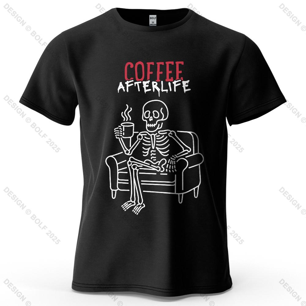 Coffee Afterlife Humorous Printed Men's T-Shirt 100% Cotton Oversized Relaxed Graphic Tees for Women Tops Tees Casual Streetwear