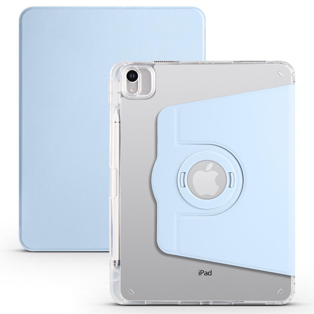 For iPad Air 11 (2025)/(2024) Case Rotating Stand Leather+Clear TPU Detachable Tablet Cover