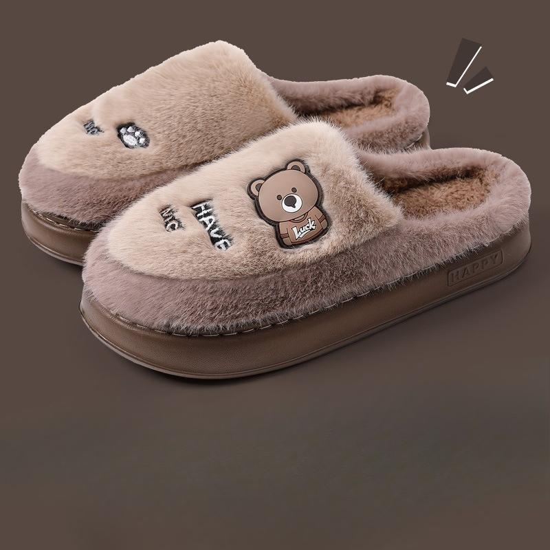 New Style Slippers Bag and Indoor Home Thick-soled Warm and Cute Plush Cotton Shoes for Women