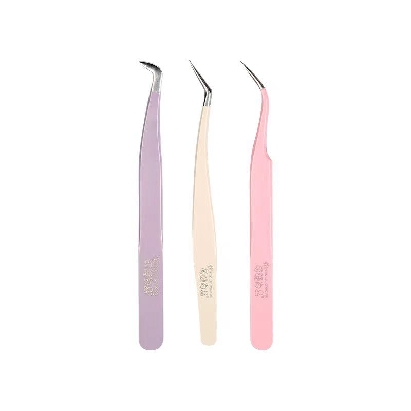 Mengjie Shangpin Precision Tweezer for False Eyelashes - Safe Golden Feather and Dolphin Clip for Beginner Makeup.