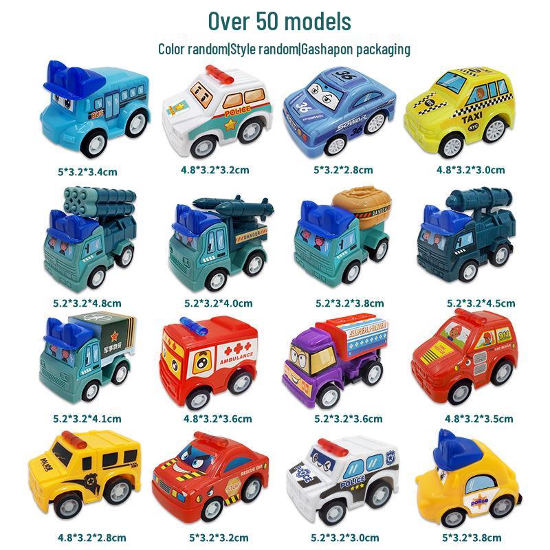 Versatile Pull-Back Cartoon Construction Vehicles - Cute Gashapon Cars for Kids' Birthdays