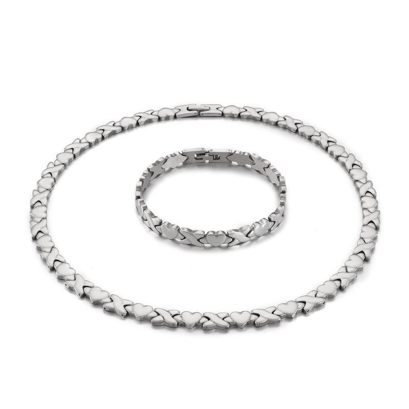 

Европейский и американский стиль Титановая сталь Сердце Браслет и Ожерелье Набор для женщин - Романтический Набор украшений из двух предметов