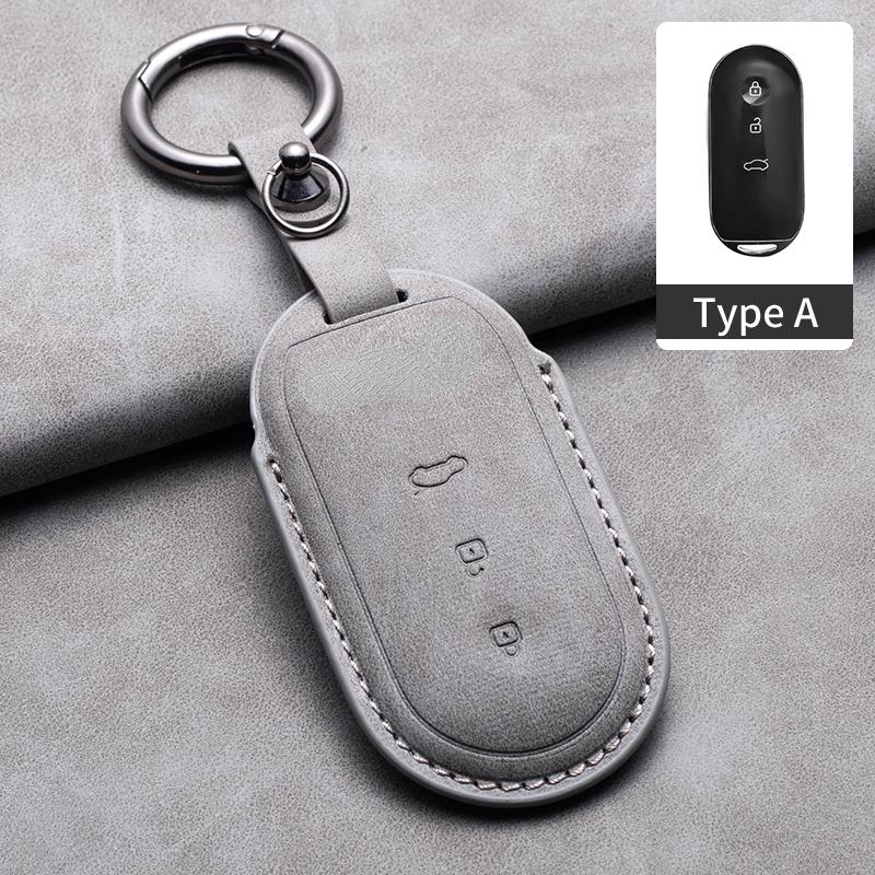 

Leather Car Key Case Cover for AITO M5 M7 2022 M9 2024 3 Buttons Car Remote Key Fob Shell Suede Leather Keychain
