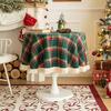 Christmas Plaid Pattern Tablecloth Pastoral Style Round Retro Luxury TableCloth with Tassel Holiday Party Table Cover Home Decor