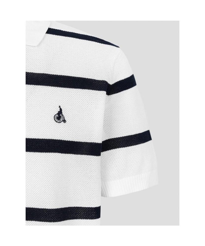 Binpolmen Bold Stripe Collared Neck Knit White
