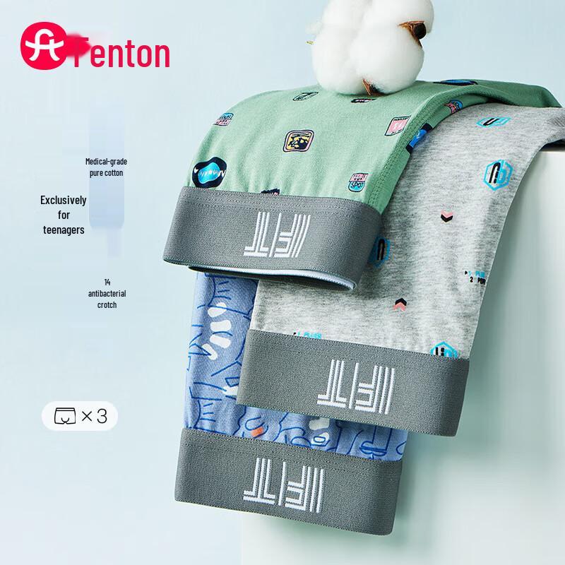 Fenteng Men's 3-Pack Cartoon Print Antibacterial Boxer Briefs