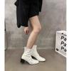 Square Toe Women Snow Ankle Boots Mid Heels Pumps Designer Chunky Leather Chelsea Boots Winter Fad 2025 Trend Goth Mujer Zapatos
