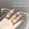 Metal Frame Fashion Cat Eye Plain Glasses Personalised Anti-Blue Light Glasses Luxury  Designer Popular Metal Eyeglasses