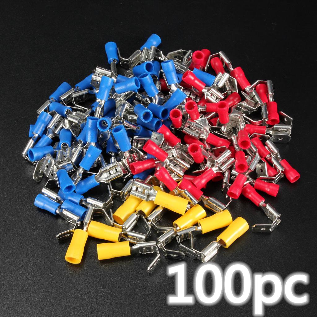 Blue 30A 6.3mm Fully Insulated Receptacles Pack 100