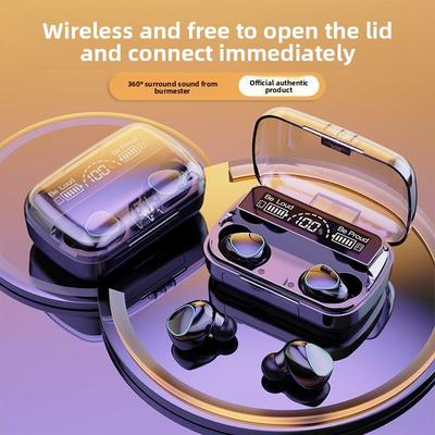 Touch Control Three-Screen Digital Display Earphones Bluetooth Wireless In-Ear Mini Noise Cancelling Sports Earphones for Men and Women Waterproof