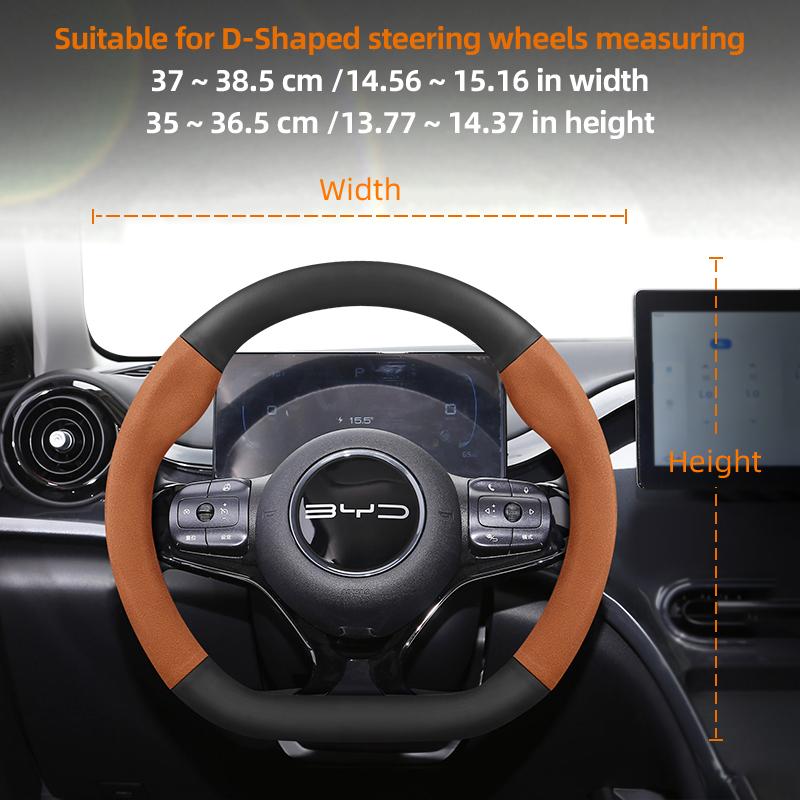 Suitable for Byd Suede Matte Carbon Fiber Texture Steering Wheel Cover Suitable for Dolphin Mini Seal Atto 3 King Shark 6 Song Pro Seagull F0 MM20