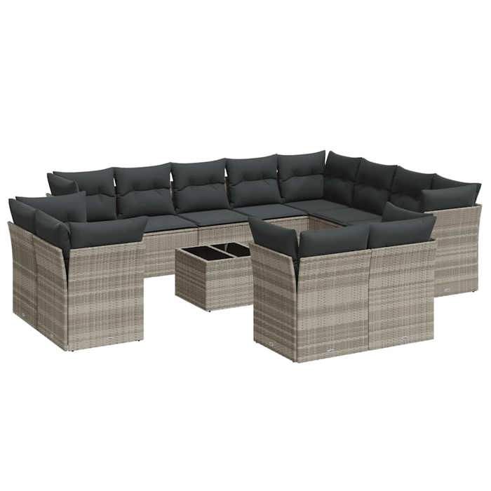 VidaXL Garden Lounge Set with Cushions 13 Pcs, Patio Sofas, Furniture Set, Outdoor Terrace Furniture, Grey 3218542