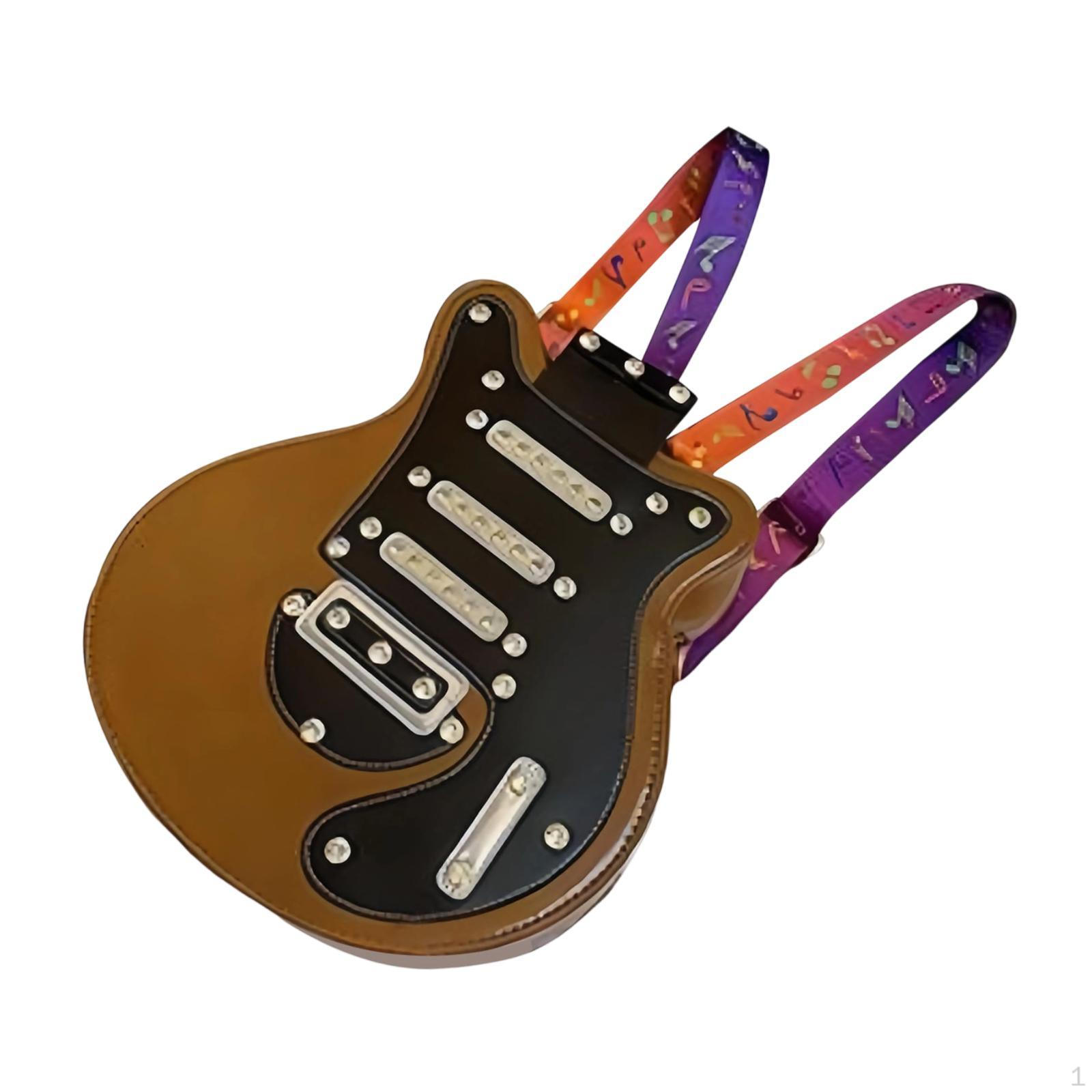 

Women Guitar Shaped Backpack Adjustable Shoulder Straps for Party коричневий