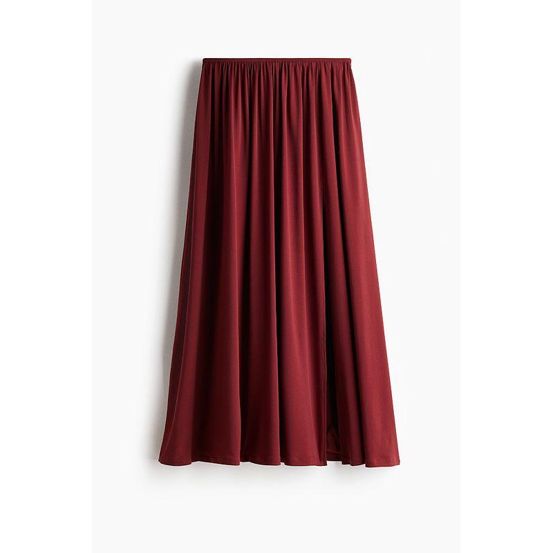 

HM 2025 Summer New Arrival Women s Long Slit Skirt 1296001 Burgundy 175/100