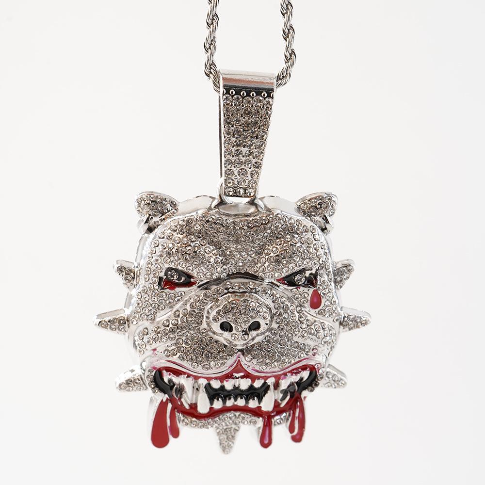 Trendy Bulldog Pendant with 5mm Rope Chain - Hip Hop Men's Necklace
