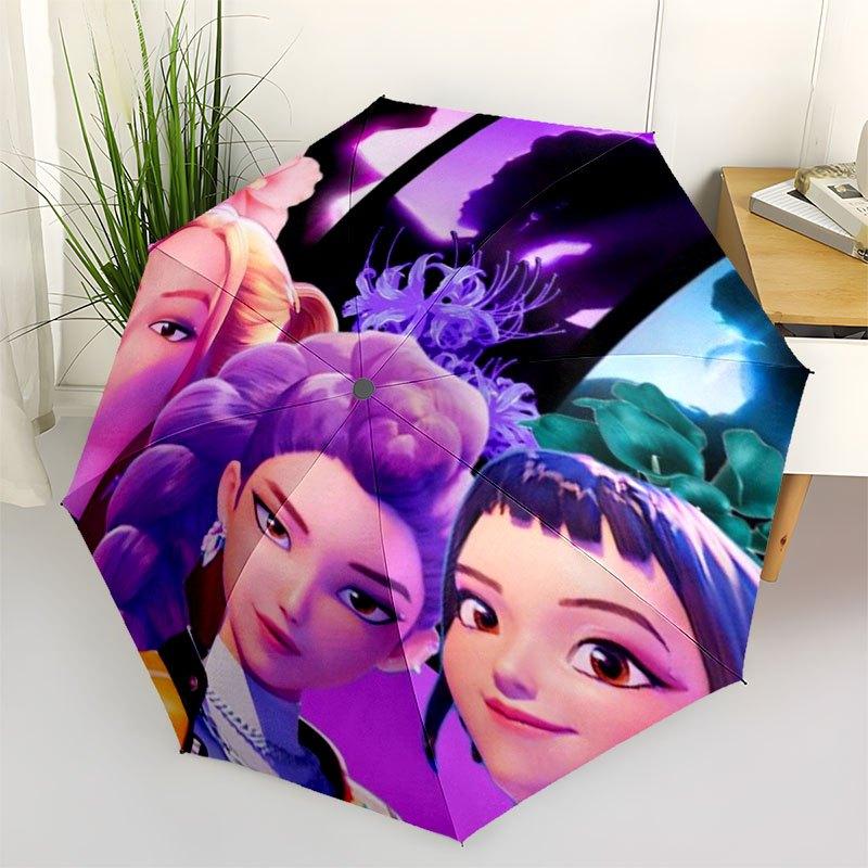Fantasy Floral Trio: Unique Character Artwork for Your Space!Umbrella with Cute Design,Portable 3-Fold Compact Umbrella for Men&Women,Valent