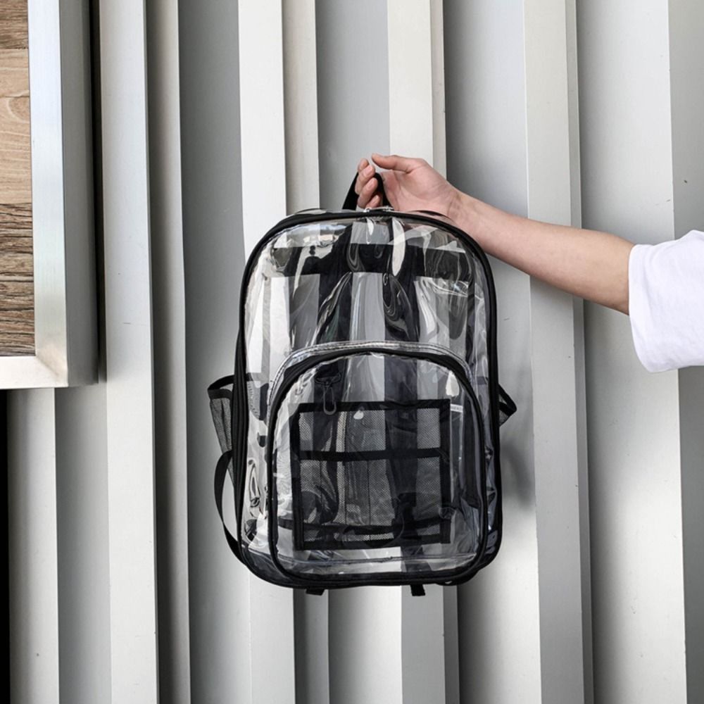 PVC Students School Bag Waterproof Clear Shoulder Bag Casual Transparent Backpack  Outdoor