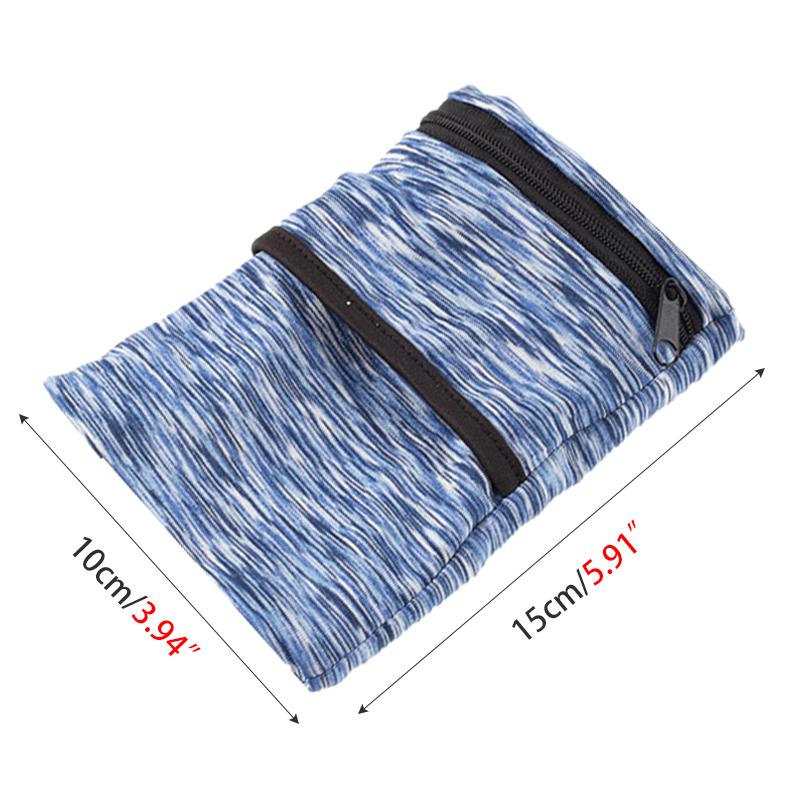 Sacs de course à fermeture éclair, pochette portefeuille légère pour téléphone, clé, carte, bandeau de sueur, sport, Fitness, cyclisme, sac de bras Blue and white stripes gray