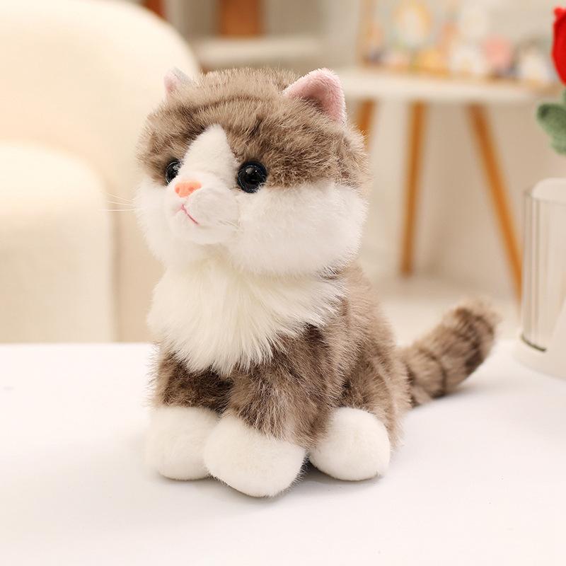 Cute simulated sitting kitten doll plush toy white cat cow cat doll girl rag doll