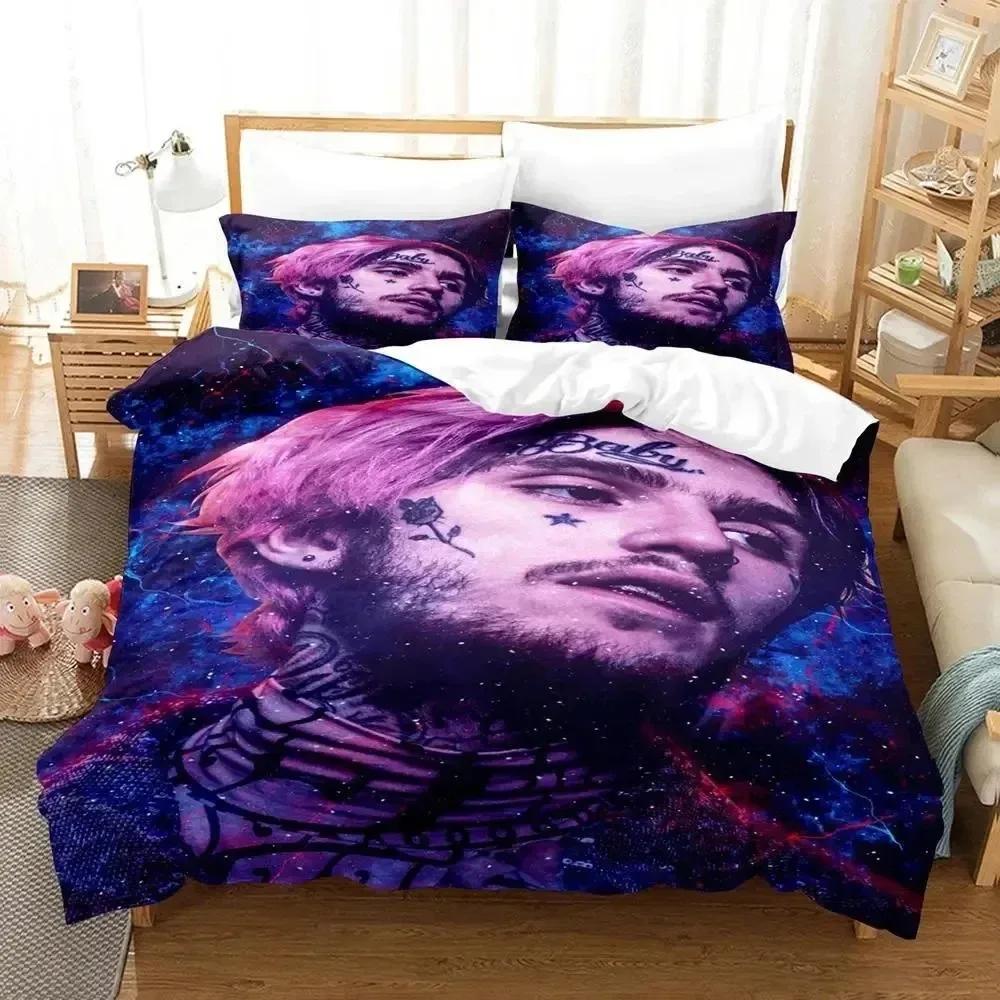 3D Print Rapper Lil Peep Bedding Set Duvet Cover Bed Set Quilt Cover Pillowcase Comforter King Queen Size Boys Adult Bedding Set