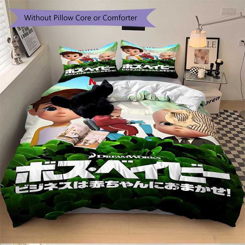 Baby Boss Adventure Print 3Pcs Bedding Setduvet Cover With 2 Bedropillowcase Home Birthday Gift