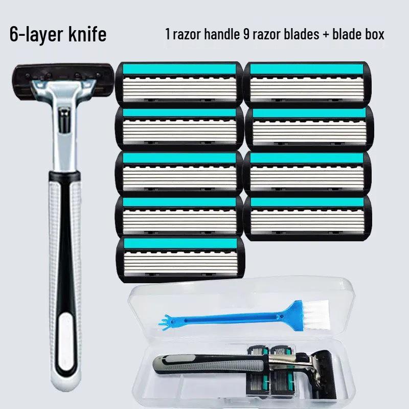 Gillette Six-Layer Manual Razor Blades for Beard Shaving - Old-Fashioned Shaving Style