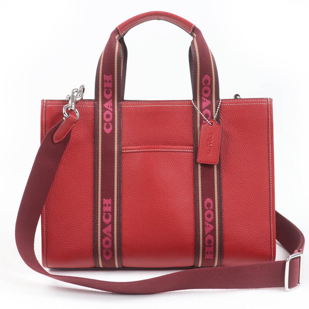 Makellose COACH Schultertasche Smith Tote Raffiniertes Kieselleder 2-Wege-Tragetasche Rot CM067 Gebraucht