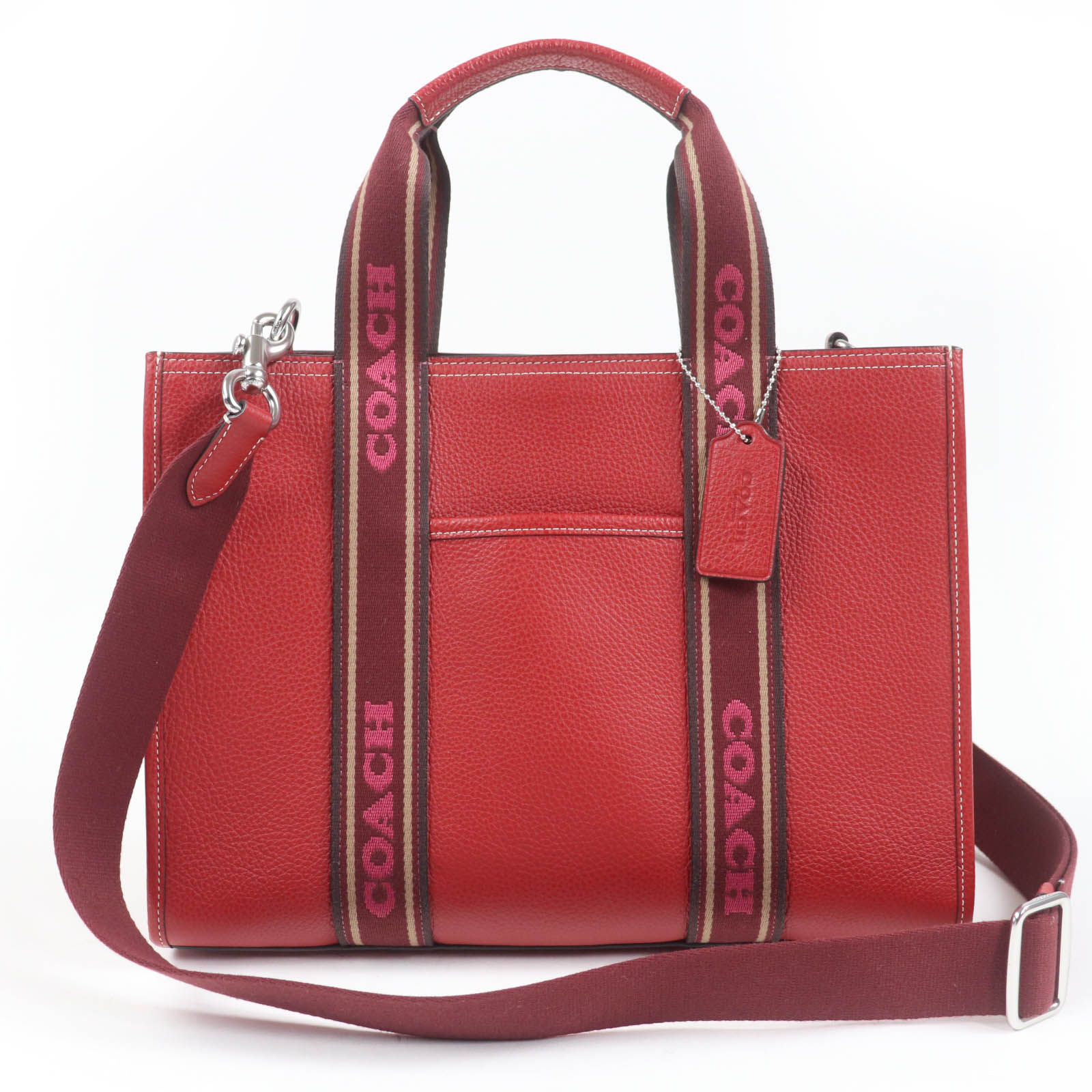 

Pristine COACH Shoulder Bag Smith Tote Refined Pebble Leather 2-Way Tote Bag Red CM067 Used