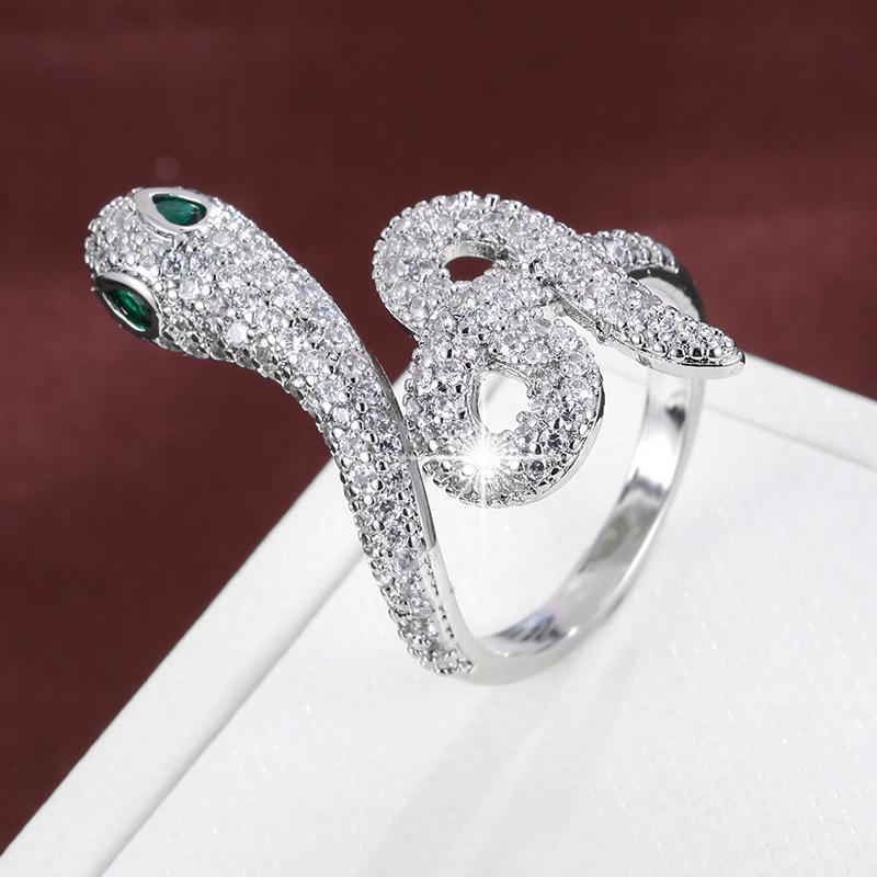 Exquisiter Zirkon-Schlangenring mit grünen Augen: Vielseitiger Indexfinger Schmuck für Damen aus reinem Kupfer