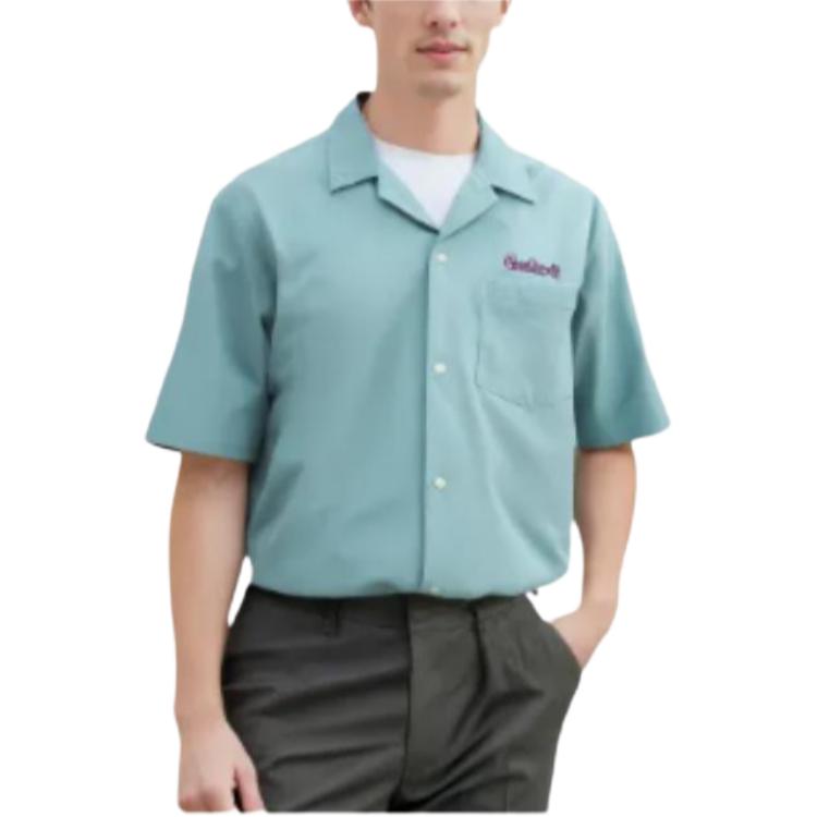 Carhartt WIP Logo Embroidered Single-Breasted Short Sleeve Shirt Unisex shirts Ice-Blue A241008-2CN-XX