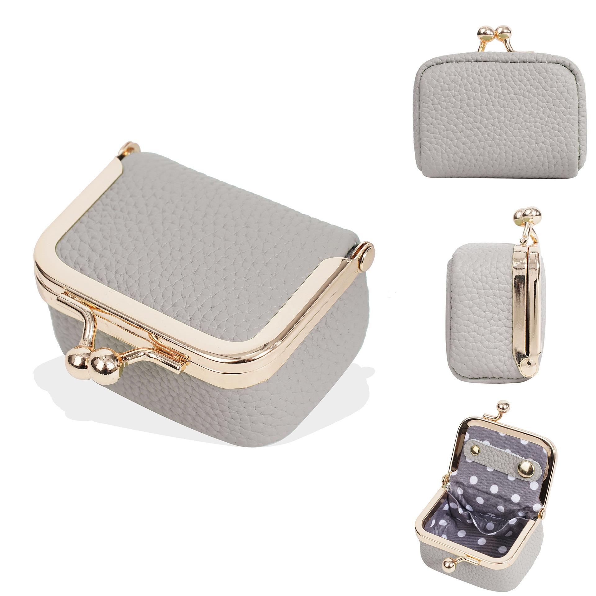 

New leather mini bag wallet women s ring earrings jewelry storage box earphones coin mouth gold bag change bag сірий колір