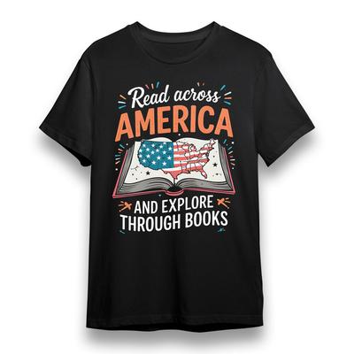 Men's Plus Size T-shirt With Story Trails  USA Unisex Black 100% Cotton Tee