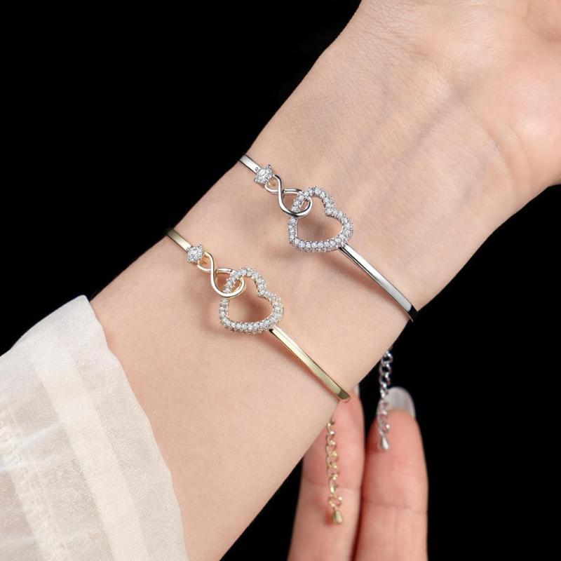 Zircon Heart Hollow Out Bracelet For Women Simple Versatile Fashion Bracelet Temperament Light Luxury Bracelet Gift