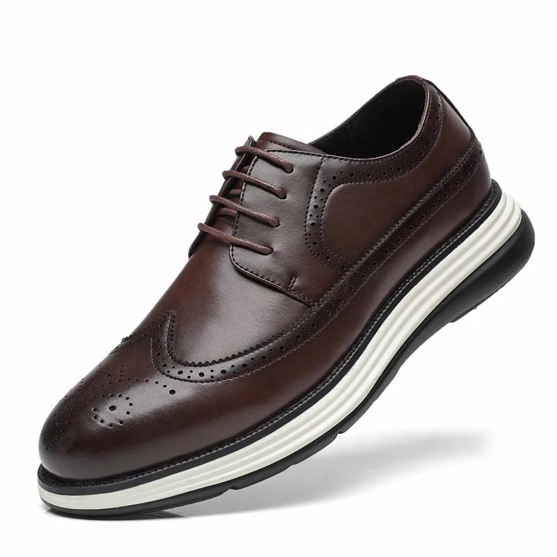 Men`s Casual Leather Thick Soled Simple