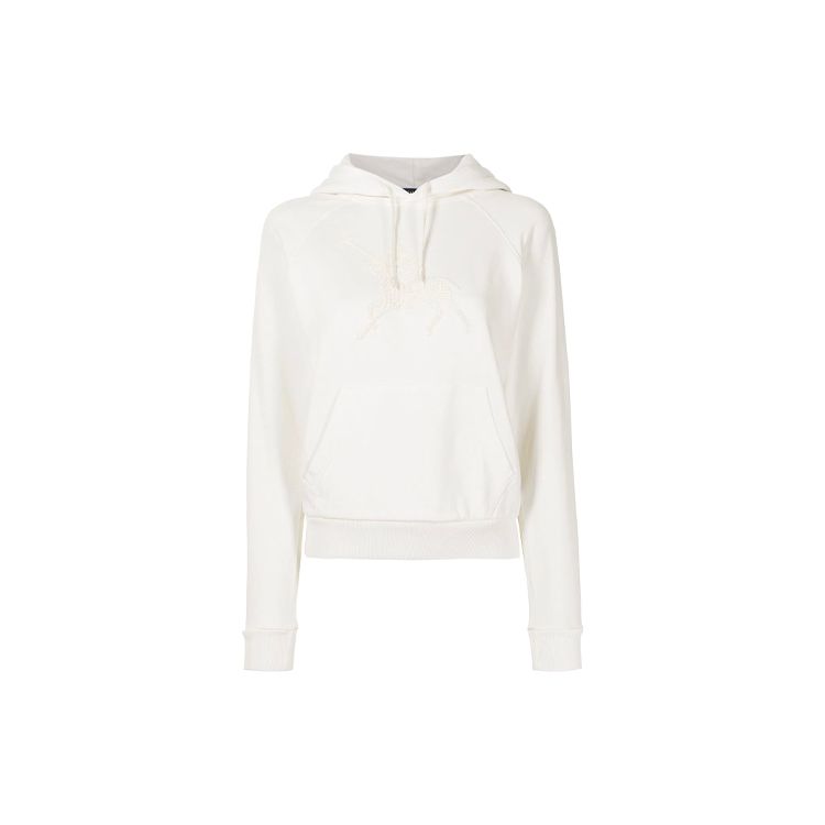 Polo Ralph Lauren FW21 Embroidered Logo Drawstring Hoodie Women hoodies White 211827881-001