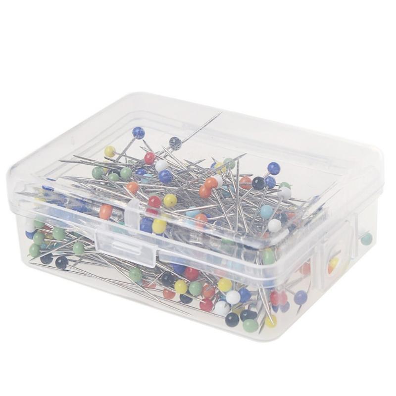 500PCS 4mm Round Glass Head Sewing Pins With Storage Box Mixed Color Dressmaking Pins For Quilting and Pattern Making