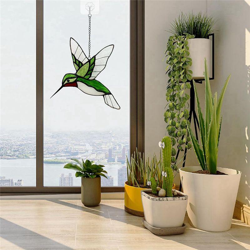 M-Modern-Bird Stained Glass Window Hanging Handmade Home Decor Bird Decoration For Garden Window Hanging