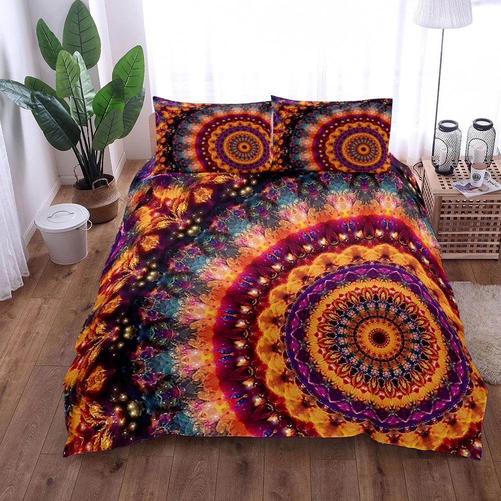 vintage mandala yoga duvet cover set king queen double full twin single size bed linen set
