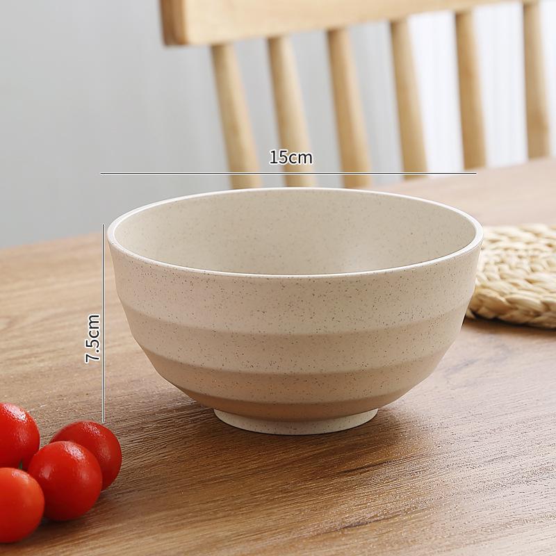 Eco-friendly Wheat Straw Rice & Salad Bowl Set - Reusable, Versatile & Durable Plastic Bowls for Instant Noodles, Rice, or Salad.