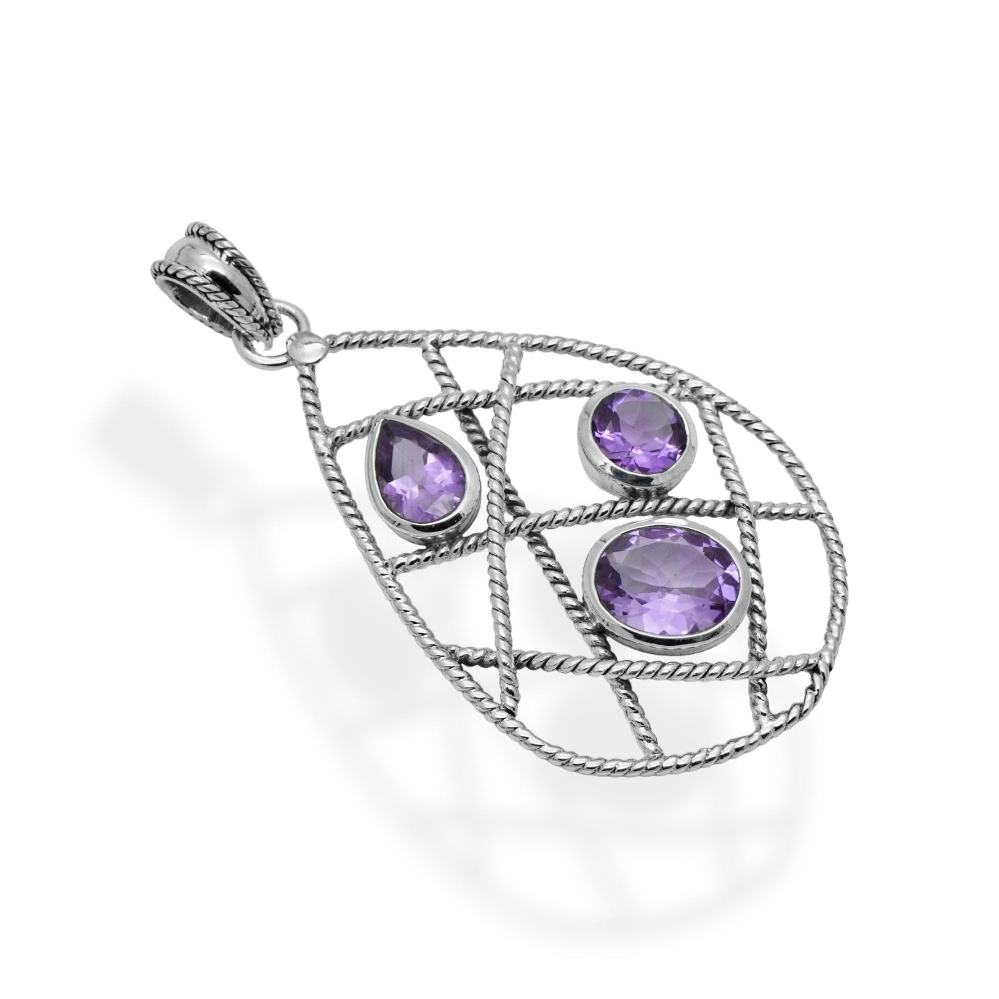 

Amethyst handmade pendant for her, 95 silver gemstone jewelry gift for mom жовтий