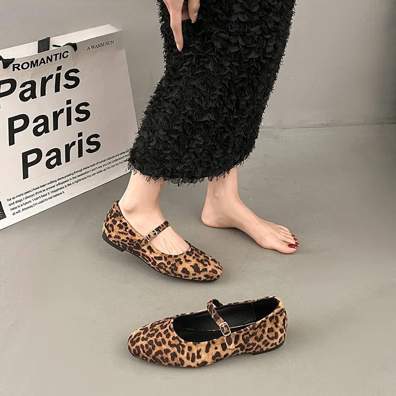 Leopard Print Women Loafers Flats Fashion Shallow Shoes 2025 Spring Ladies Elegant Soft Sole Mary Jane Shoes