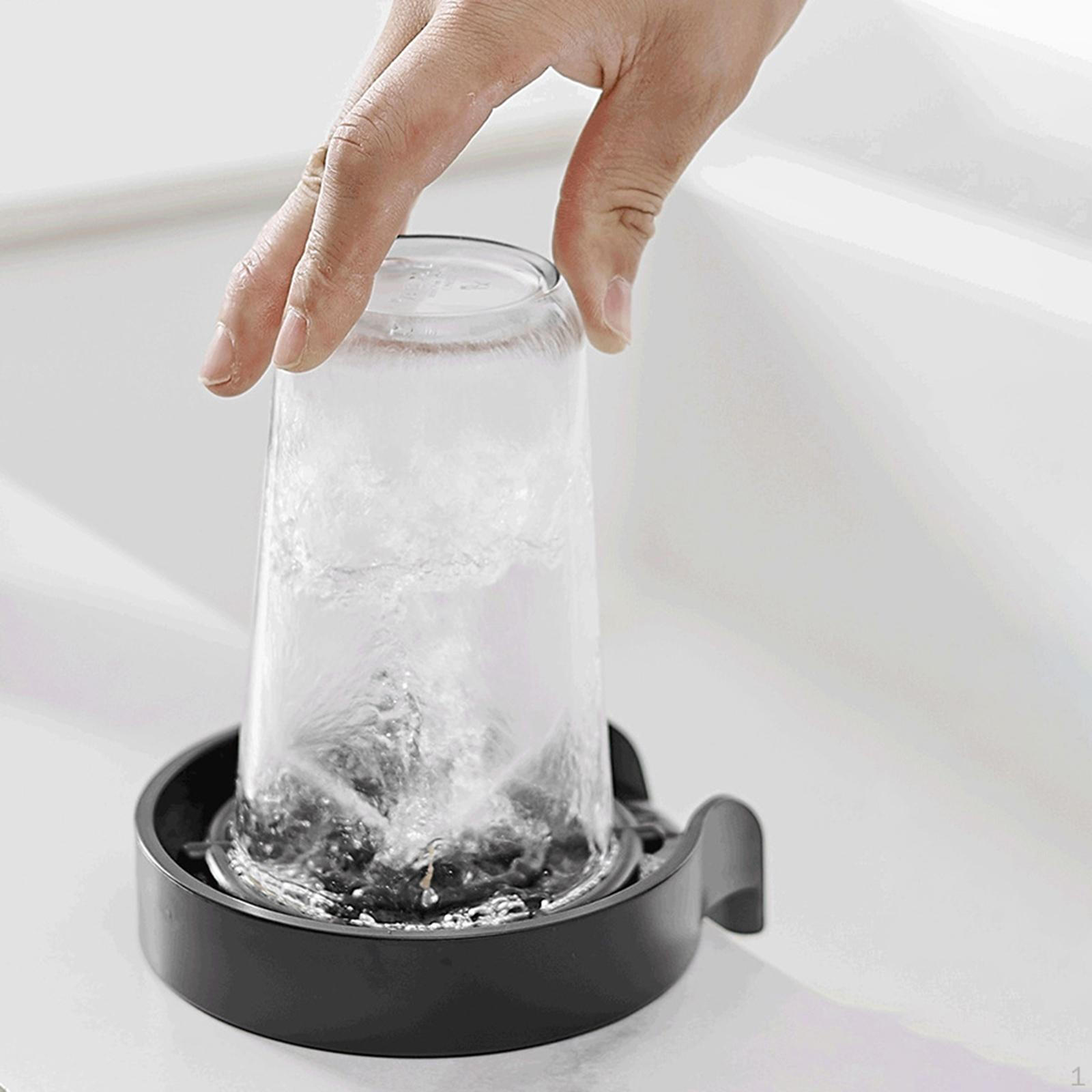 Automatic Cup Cleaner Quick Cleaning Kitchen Sink Accessories Glass Rinser Teacup Black