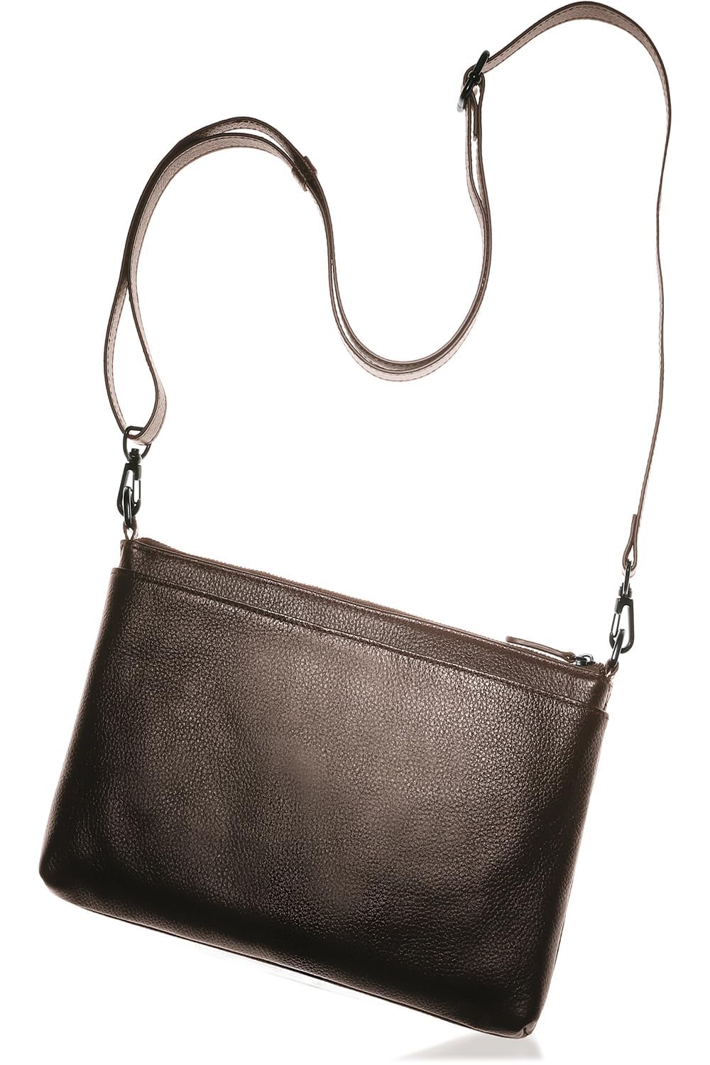 

[BLUE SINCERE] Men s Leather Shoulder Bag, Slim, Lightweight, Shoulder Bag, Small Item Pouch / SB5 (Dark Brown)